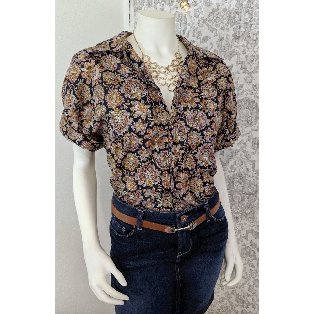Vintage Valentino Paisley Button-Down Relaxed Fit Shirt - Picture 2 of 7